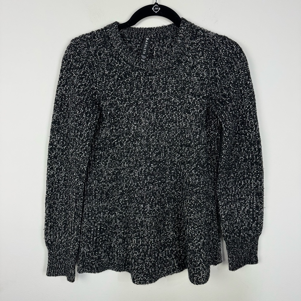 Athleta Wool Blend Grey Black Chunky Knit Scoop Neck Sweater